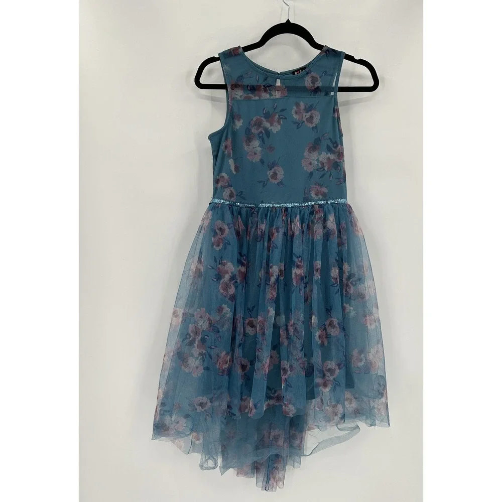 Lilt Dress Girls 16 Floral Sleeveless High Low Mesh Overlay Party Special Occasi